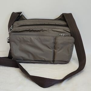 Hedgren Multi Pocket Hobo Travel Crossbody Bag Brown